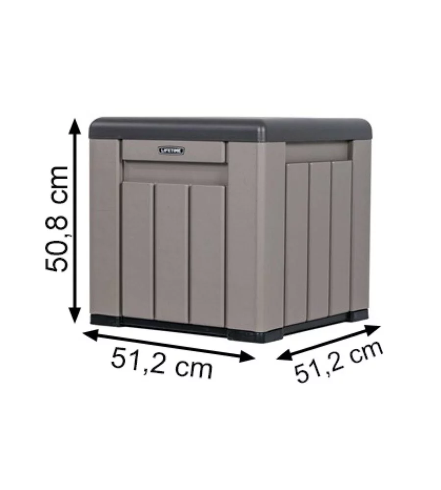 Cubo da esterno lifetime in resina effetto legno con contenitore 51,2x51,2x50,8 cm