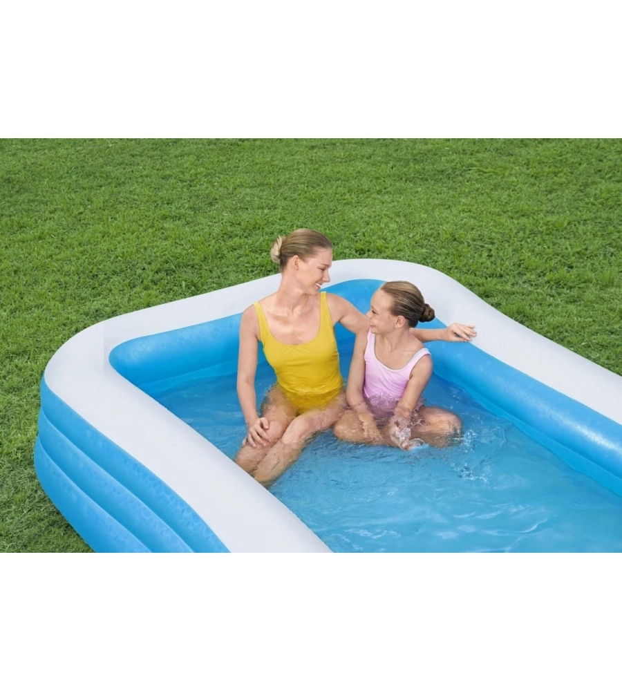 Piscina gonfiabile rettangolare per bambini bestway 3 anelli 305x183x56 cm