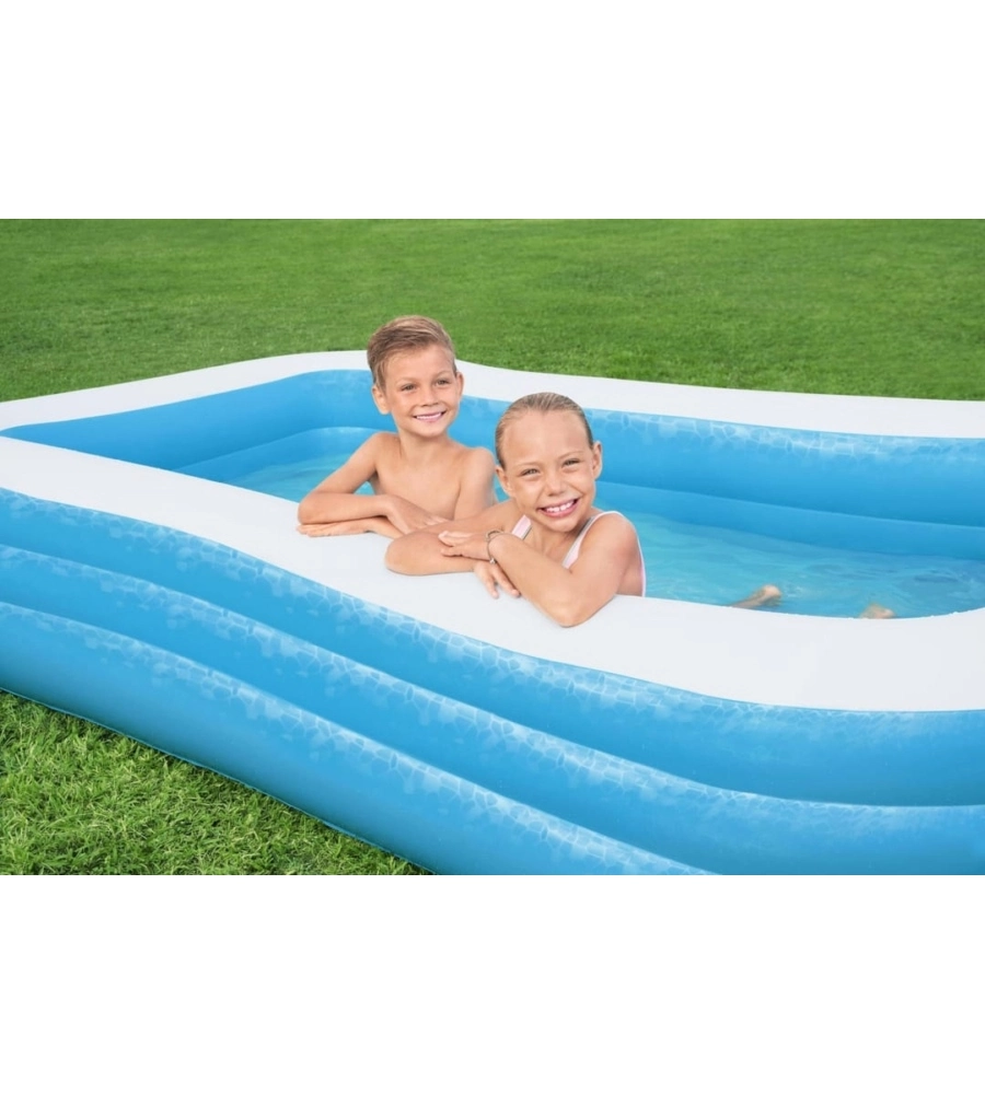 Piscina gonfiabile rettangolare per bambini bestway 3 anelli 305x183x56 cm