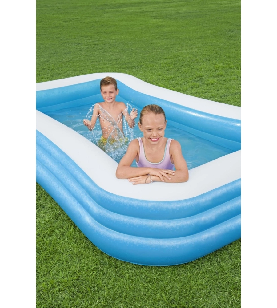 Piscina gonfiabile rettangolare per bambini bestway 3 anelli 305x183x56 cm