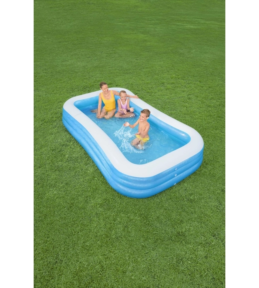 Piscina gonfiabile rettangolare per bambini bestway 3 anelli 305x183x56 cm