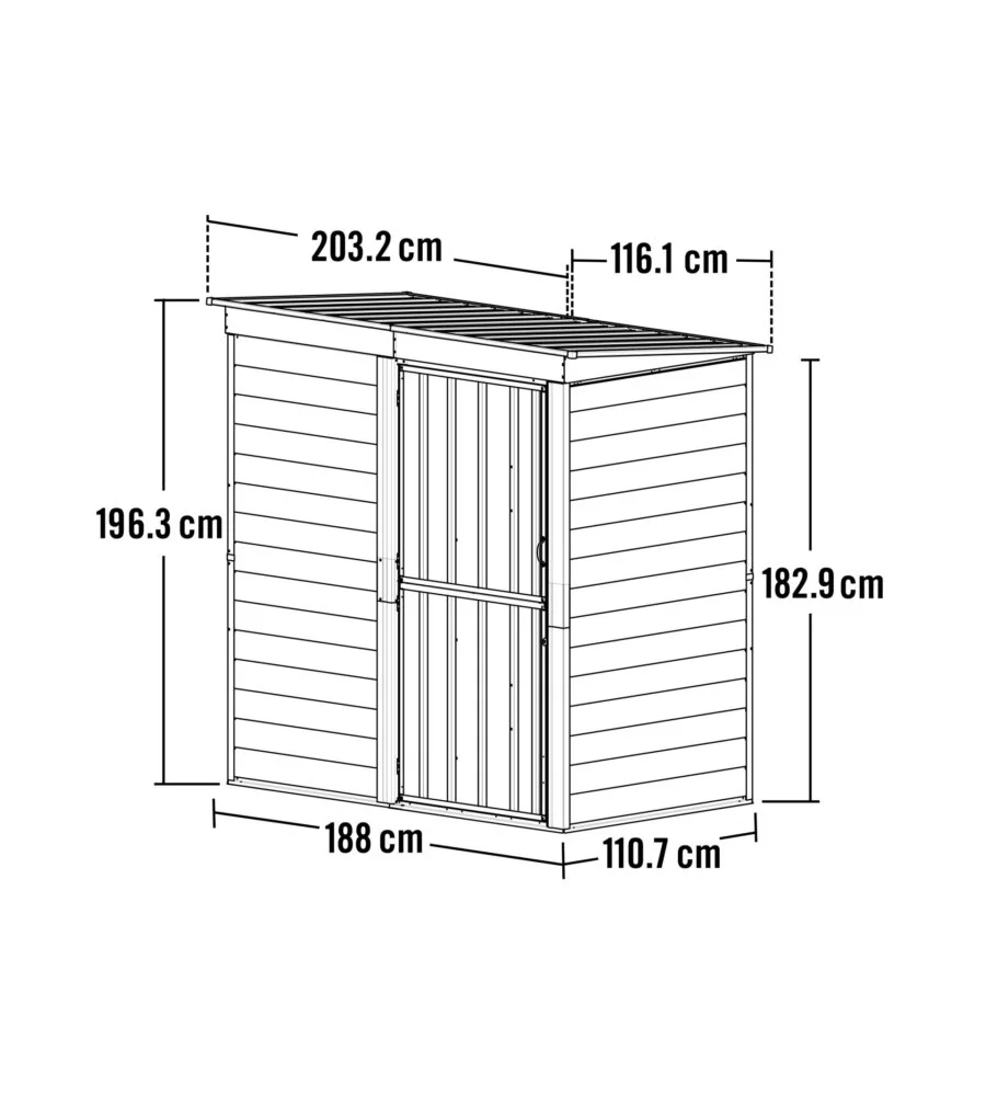 Casetta da giardino habrita 'spacemaker shed' in acciaio zincato antracite e panna 203,2x161,1x196,4 cm