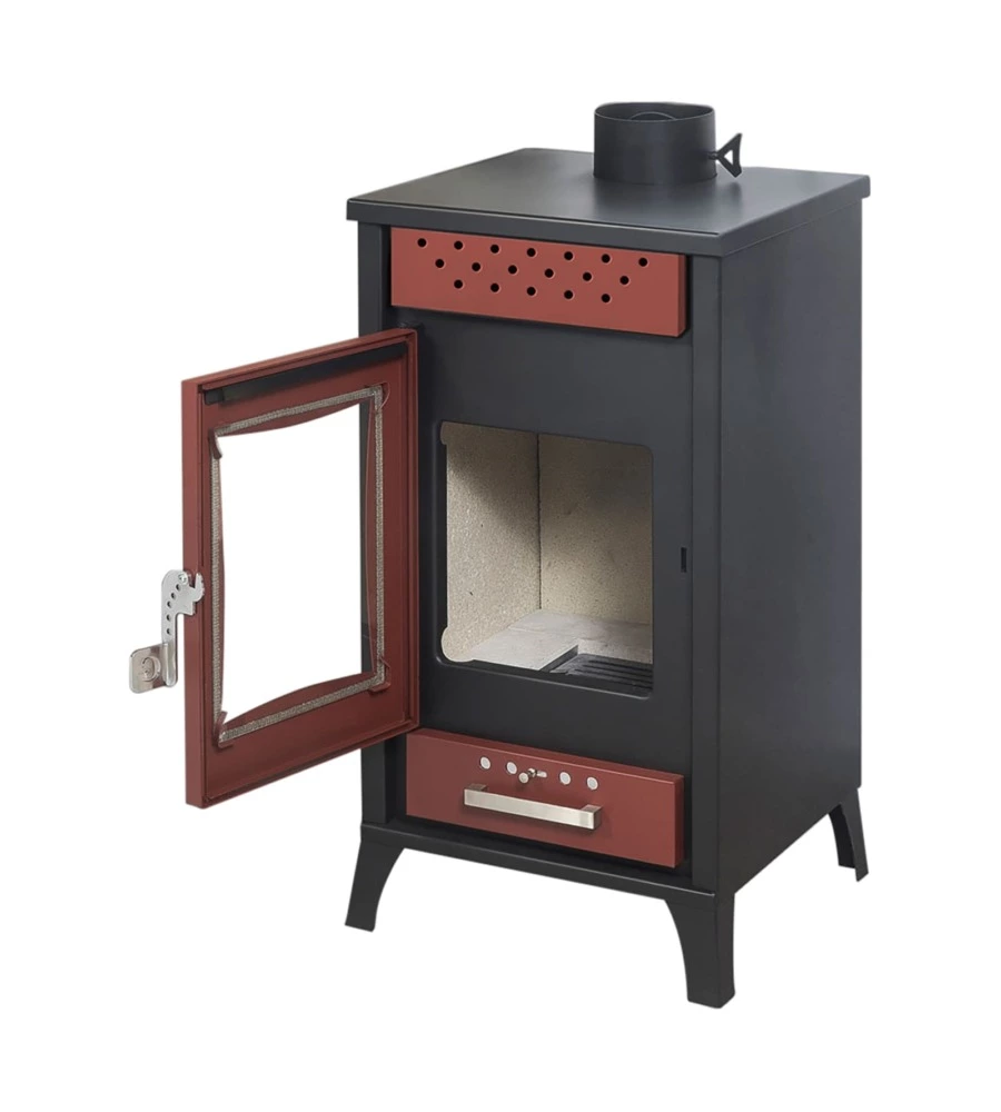 Stufa a legna divina fire "olga" rosso 15 kw