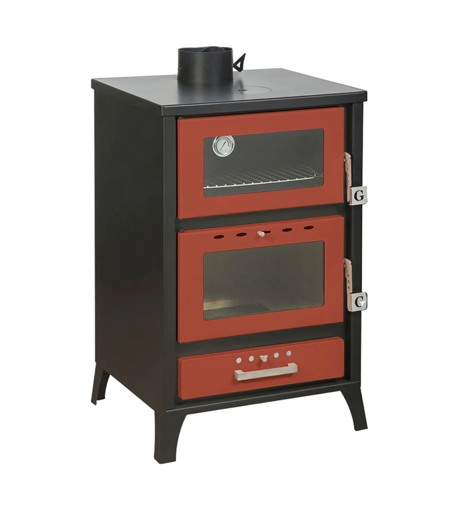 Stufa a legna con forno divina fire "marika" rosso 22 kw