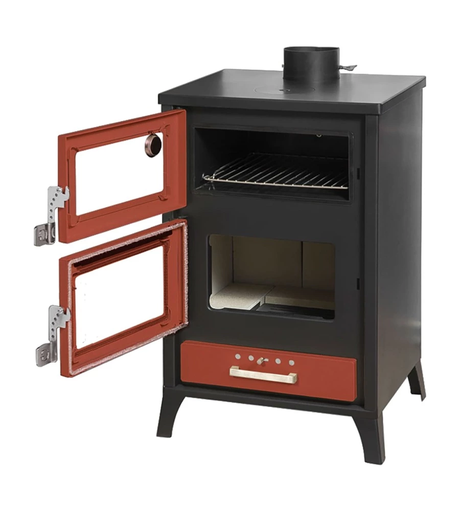 Stufa a legna con forno divina fire "marika" rosso 22 kw