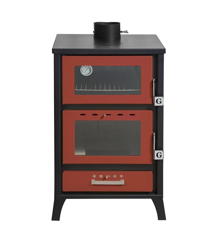 Stufa a legna con forno divina fire "marika" rosso 22 kw