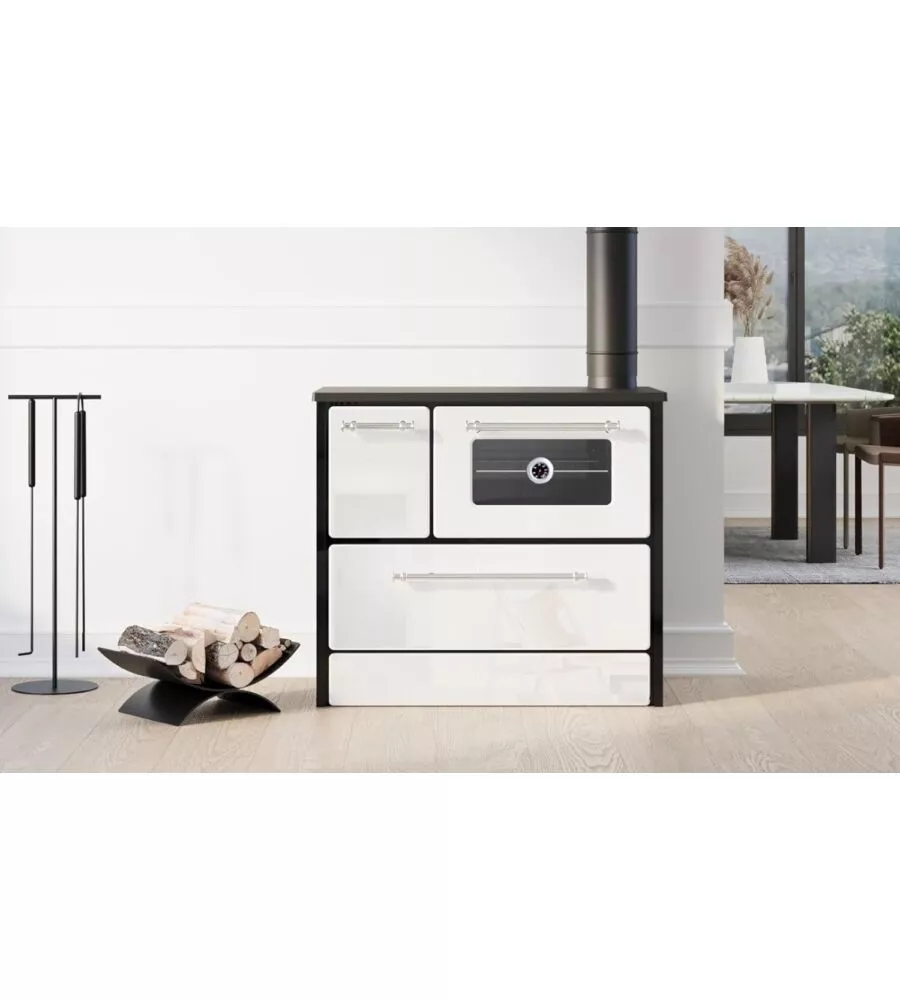 Cucina a legna divina fire "beatrice" bianco 9 kw