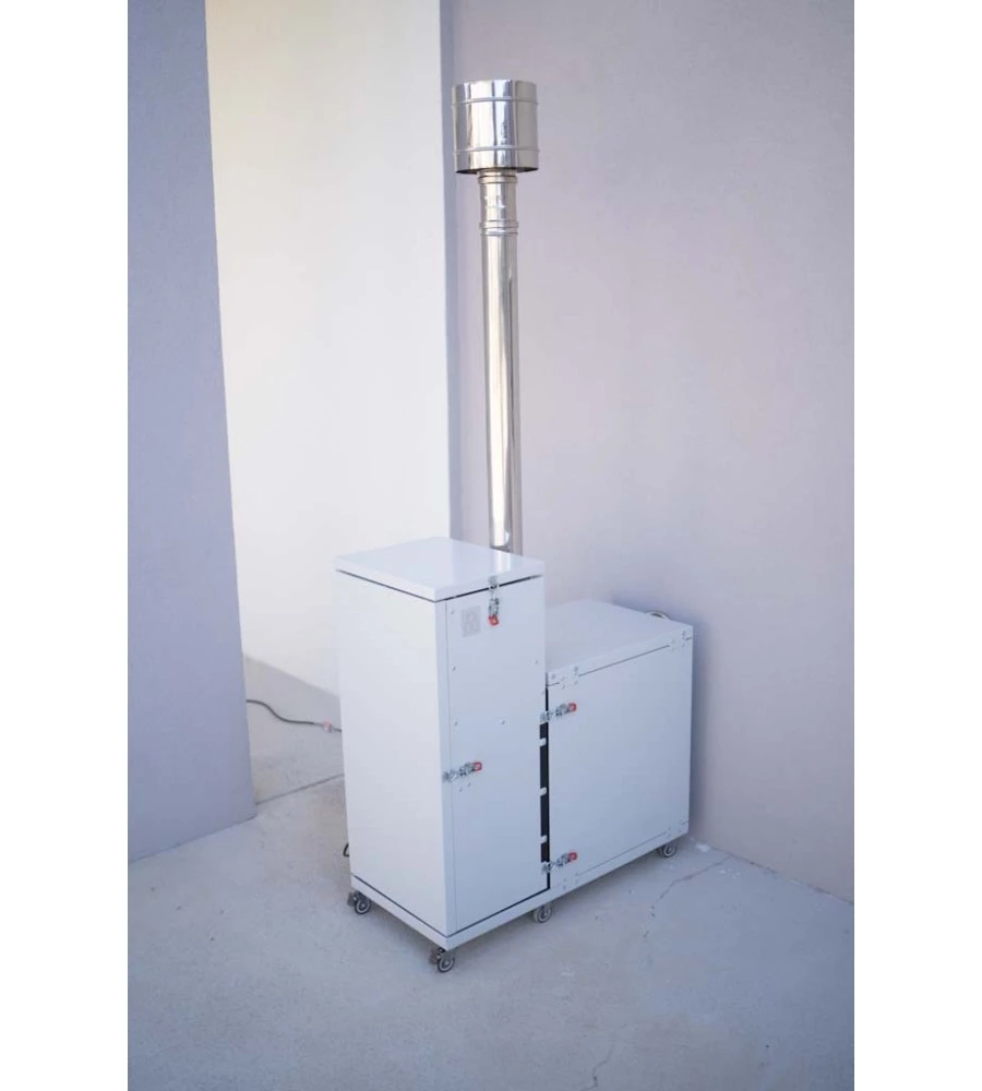 Stufa a pellet senza canna fumaria pirox "turbopellet" bianco 11 kw