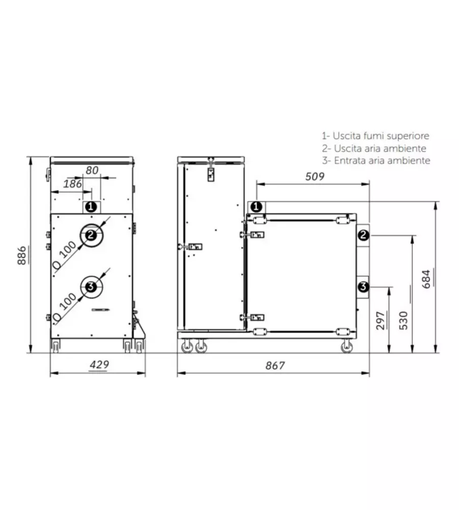 Stufa a pellet senza canna fumaria pirox 'turbopellet' bianco 11 kw