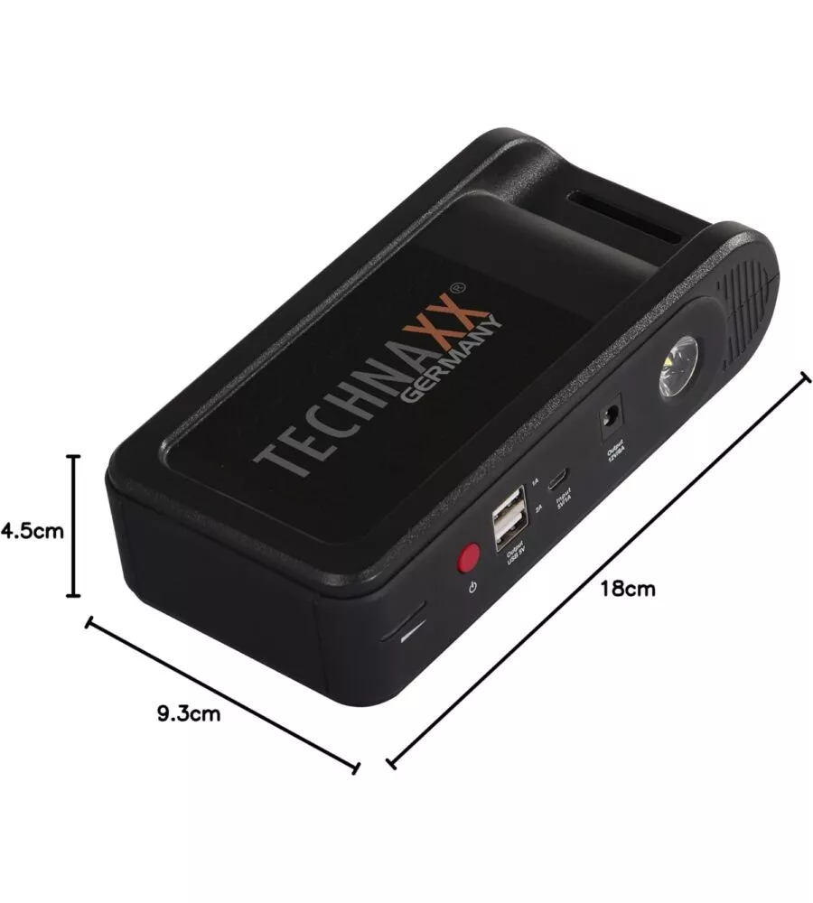 Set di avviamento batteria auto technaxx 'jump starter e powerbank tx-218', 12000 mah