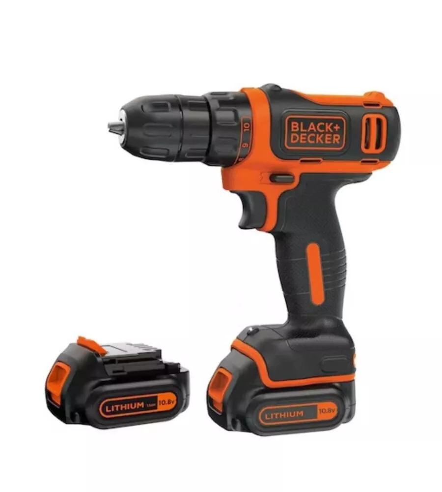 Trapano avvitatore a batteria black+decker "bdcdd12kb-qw" con valigetta e 2 batterie 10.8v 1,5ah