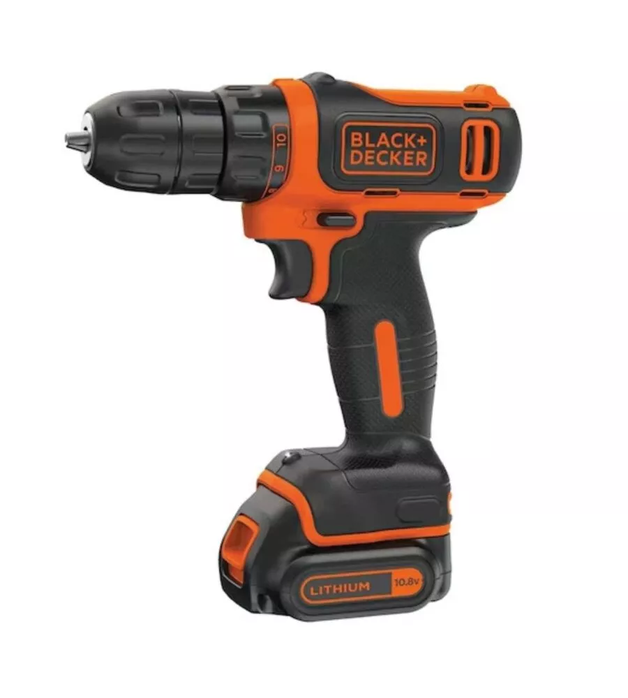 Trapano avvitatore a batteria black+decker "bdcdd12kb-qw" con valigetta e 2 batterie 10.8v 1,5ah