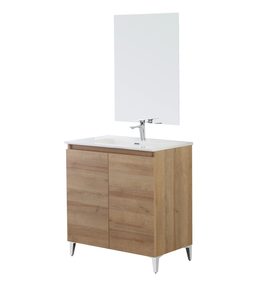 Mobile bagno da appoggio "revital" rovere, 80x46x86 cm