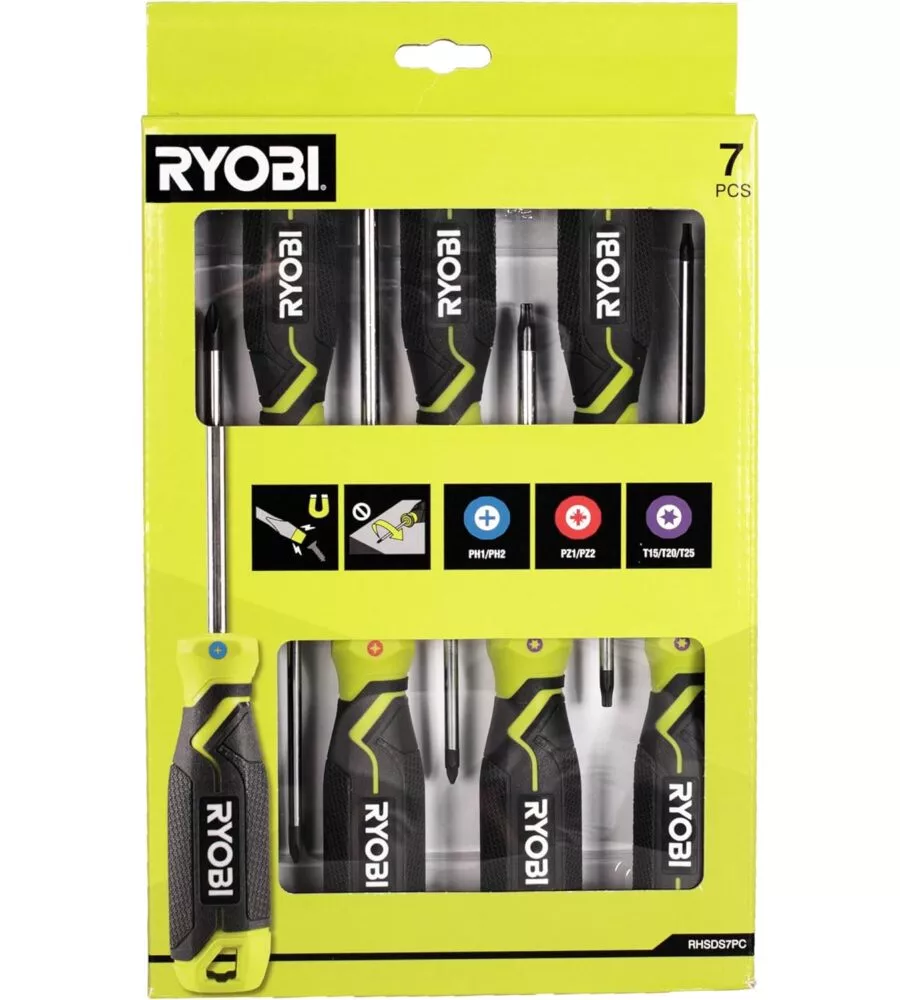 Set giraviti magnetici 7 pezzi ryobi - rhsds7pc