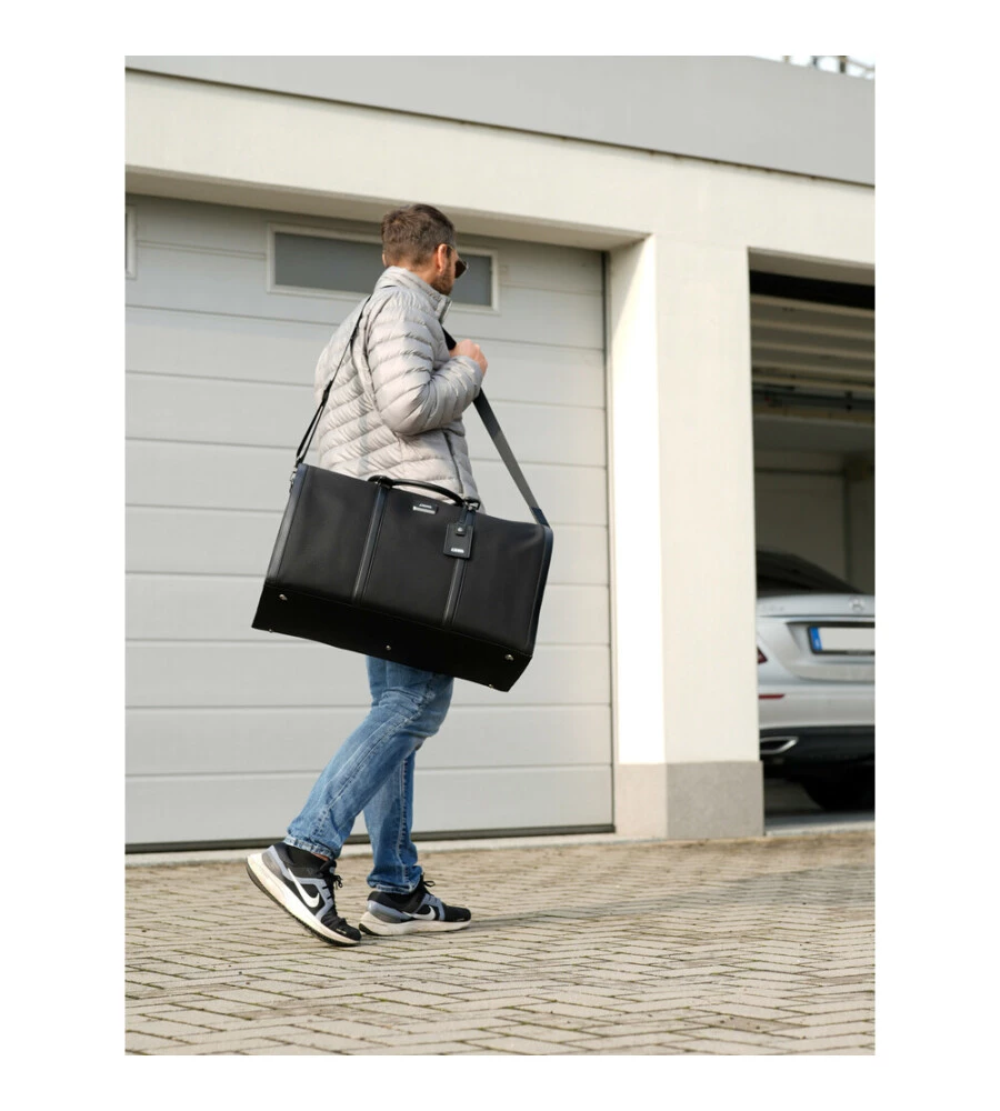 Borsone da viaggio lampa "duffle bag" in nylon con maniglie e tracolla, 60x35x30 cm - 99412