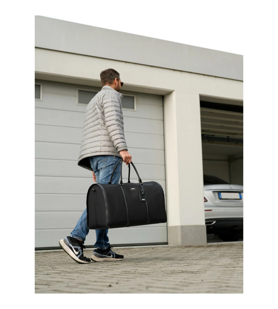 Borsone da viaggio lampa "duffle bag" in nylon con maniglie e tracolla, 60x35x30 cm - 99412