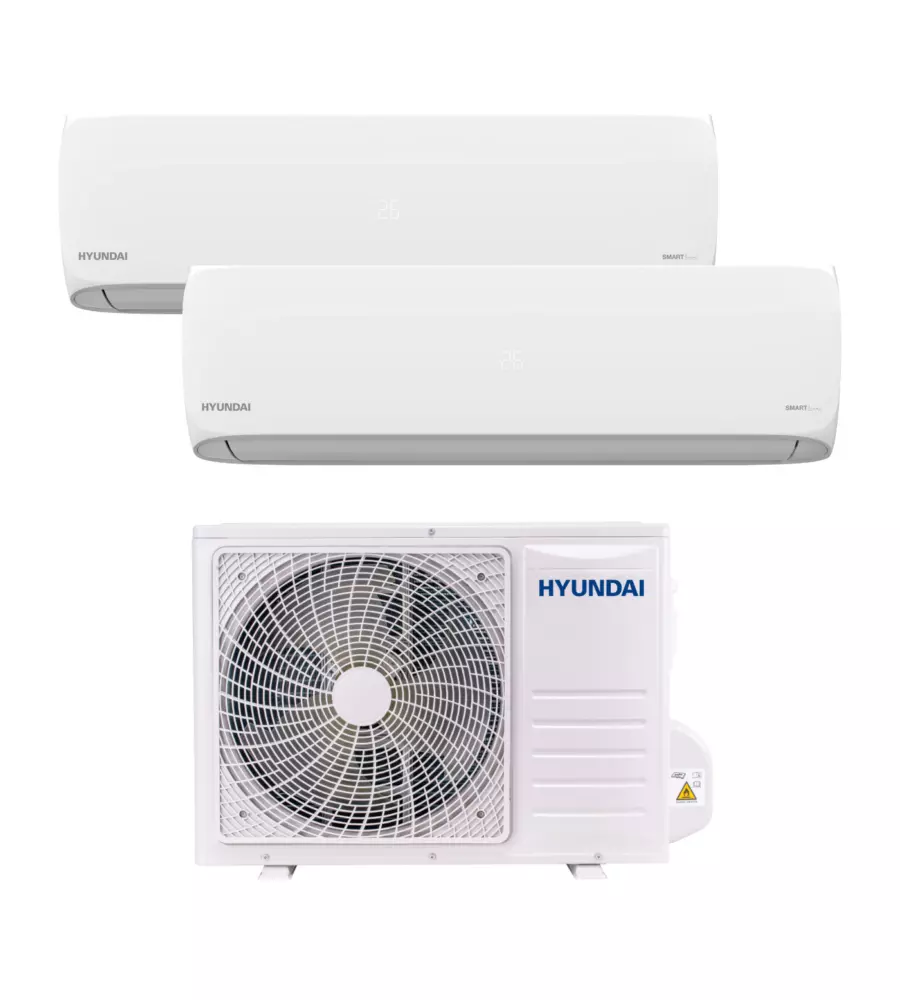 Climatizzatore caldo freddo hyundai pompa di calore 4 in 1 "wshn-dual 093+123" dualsplit e unita' esterna 9000 + 12000 btu con wi-fi