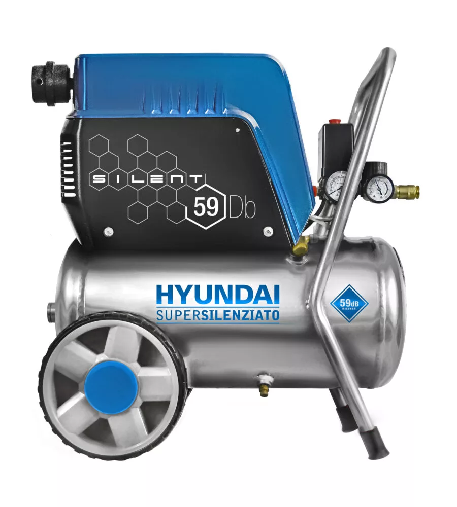 Outlet - usato per prova e senza imballo originale - compressore d'aria super silenziato hyundai - 59 db 24 litri cofanato