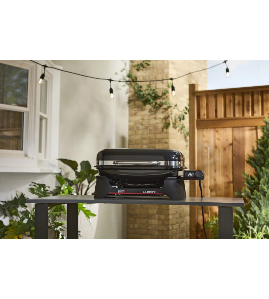 Barbecue elettrico weber "lumin smart black" nero con griglia 49x33 cm