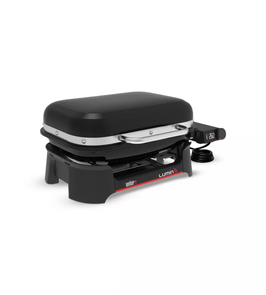 Barbecue elettrico weber "lumin smart black" nero con griglia 49x33 cm