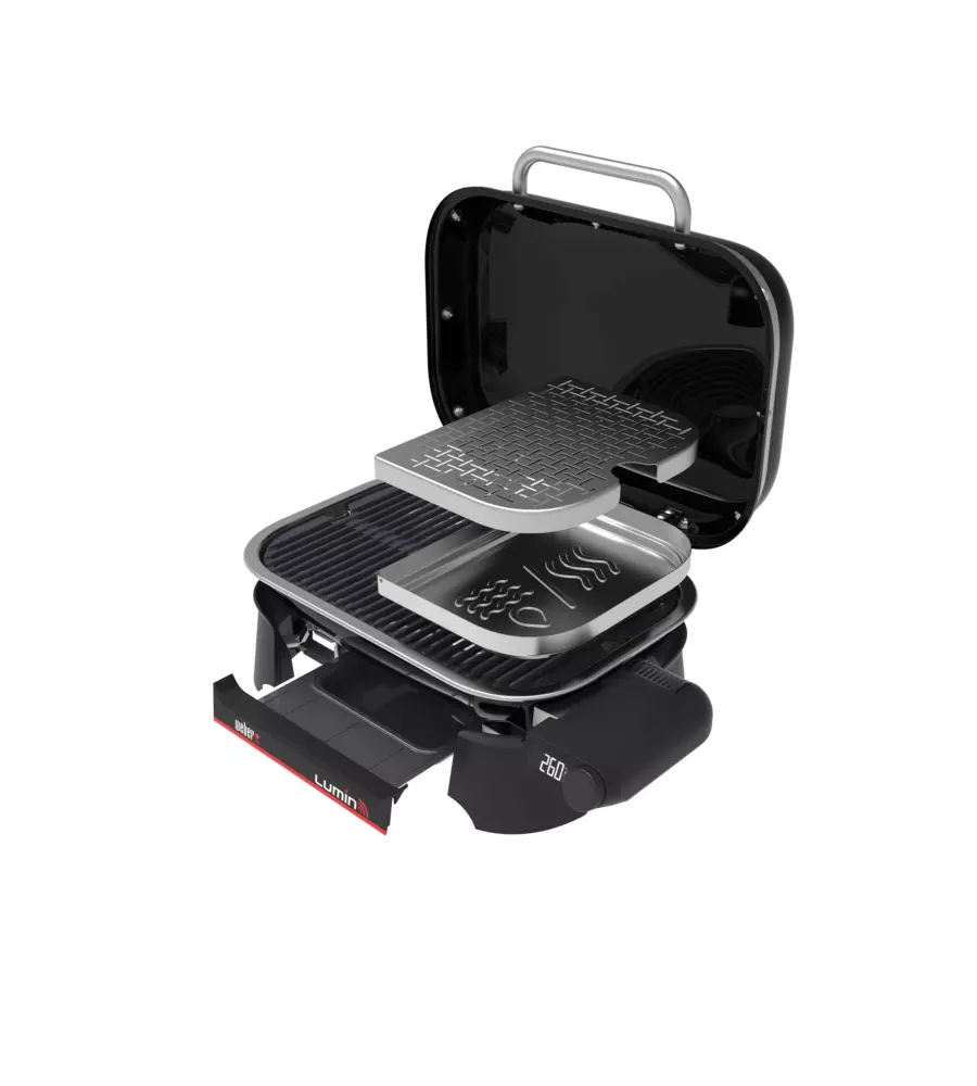 Barbecue elettrico weber "lumin smart black" nero con griglia 49x33 cm