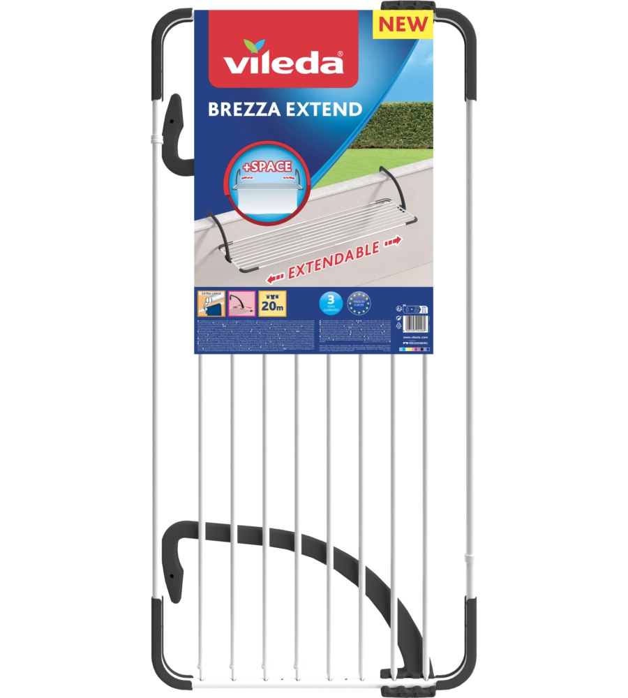 Stendibiancheria da balcone estensibile vileda "brezza extend" nero 20 mt