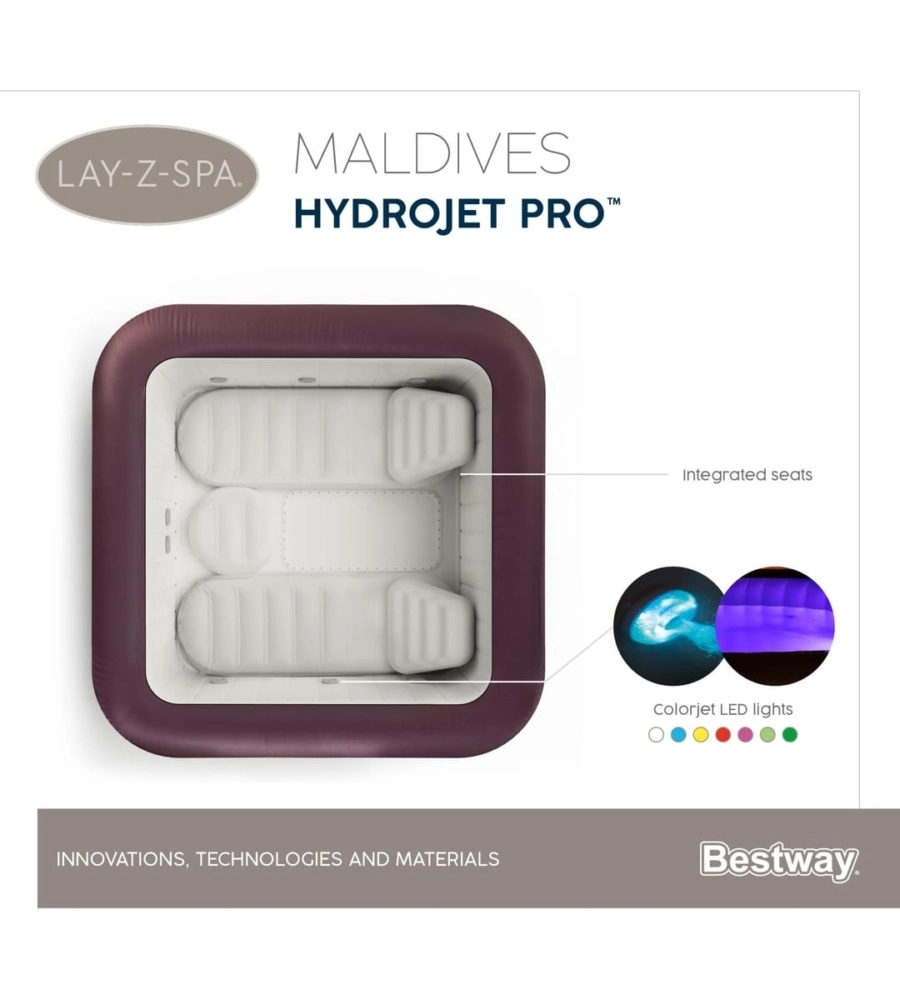 Piscina idromassaggio gonfiabile bestway "lay-z-spa maldives hydrojet pro" per 5-7 persone