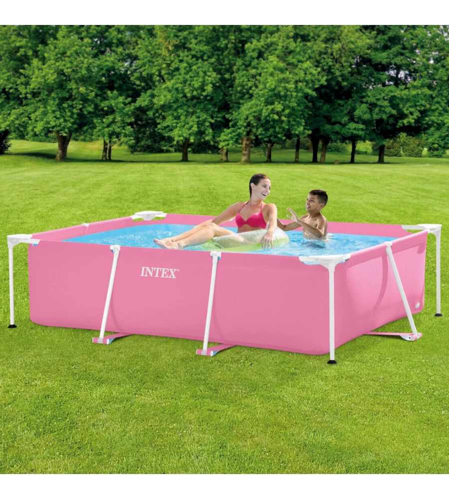 Piscina fuori terra rettangolare intex "rectangular frame" rosa 220x150x60 cm - cod. 28266np