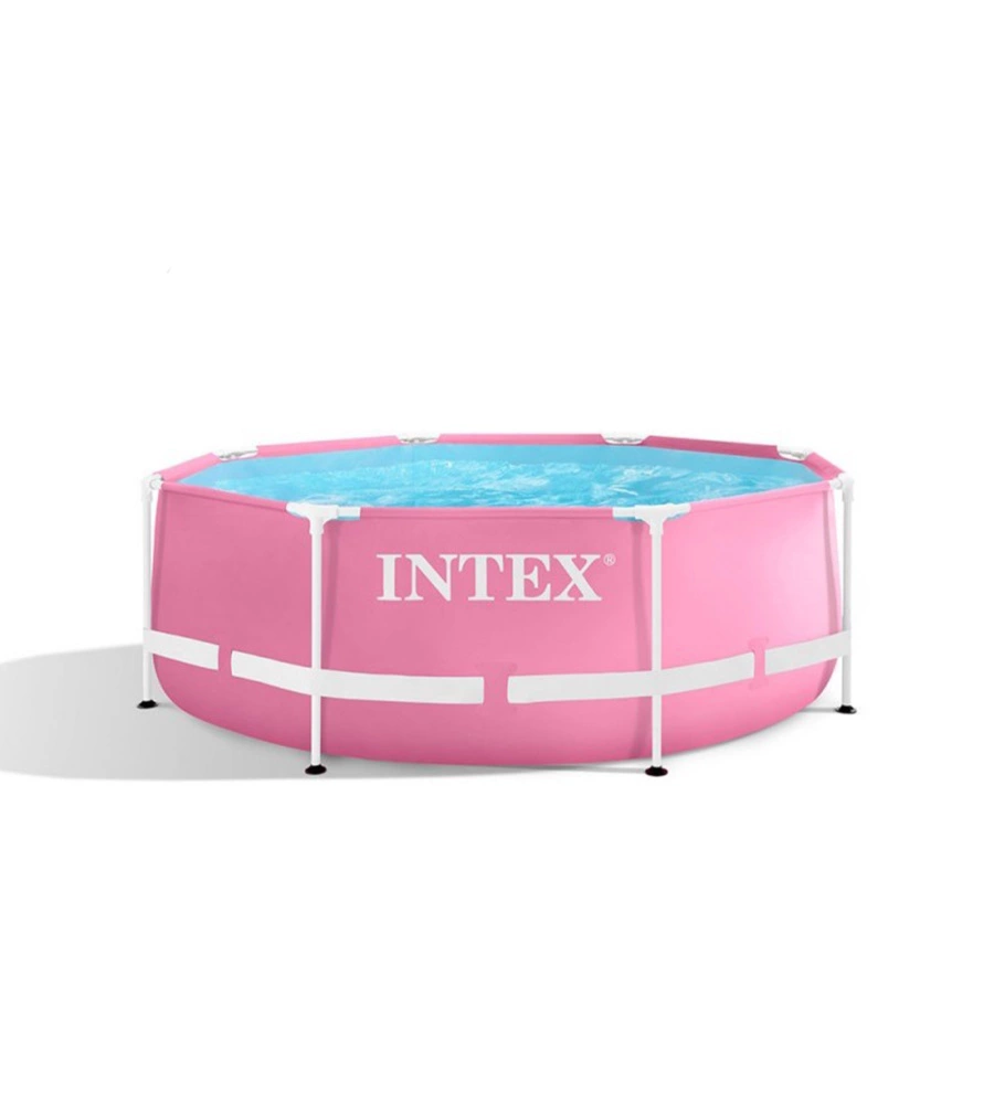 Piscina fuori terra rotonda intex "metal frame" rosa 244x244x76 cm - cod. 28290np