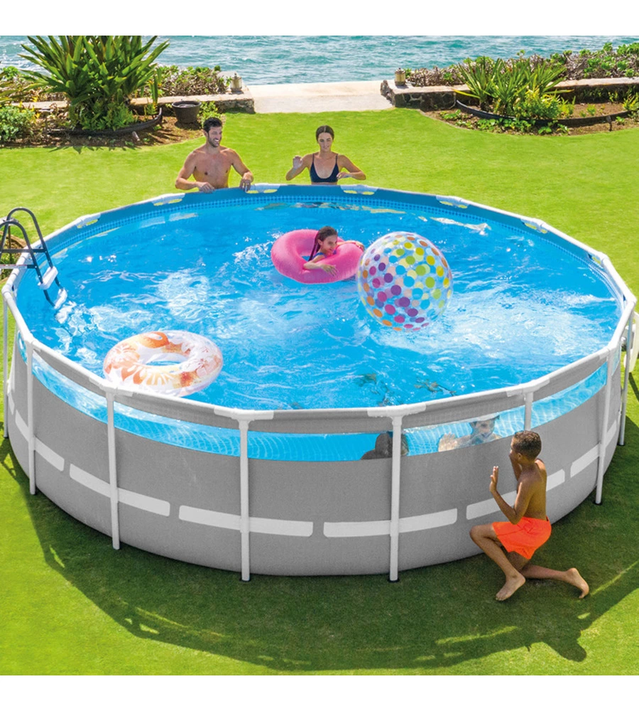 Piscina fuori terra rotonda intex "prisma frame clearview" 488x488x122 cm - cod. 26730np