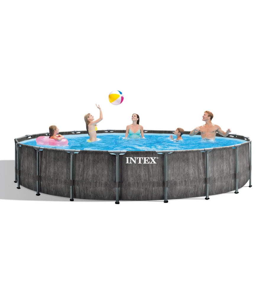 Piscina fuori terra rotonda intex "prisma frame greywood" 549x549x122 cm - cod. 26744np