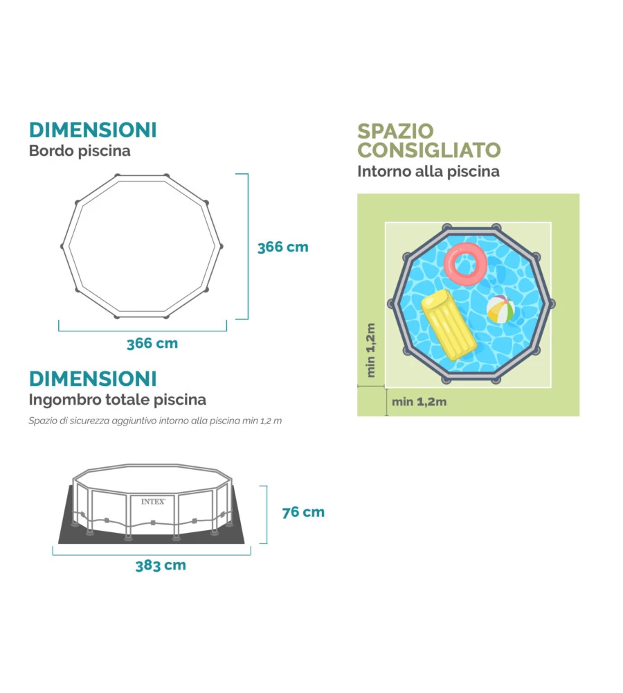 Piscina fuori terra rotonda intex 'prisma frame' 366x366x76 cm - cod. 26710np