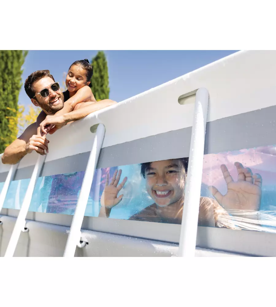 Piscina fuori terra rettangolare intex "prisma frame clearview" 400x200x122 cm - cod. 26770np