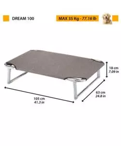 Cuccia lettino per cani 'dream 100' in alluminio, 105x63x18 cm - ferplast