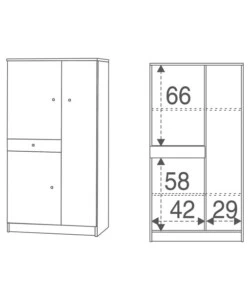 Mobile 3 ante e 1 cassetto bianco, 77x147x34 cm