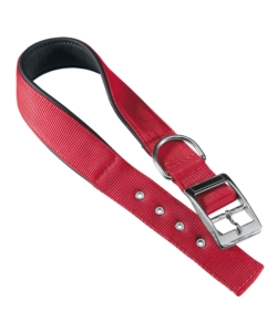 Collare in nylon morbido cs630 e imbottito per cane - colorazione rossa.