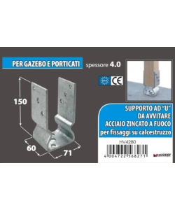 Supporto per pali 71 x 150 x 60 mm.