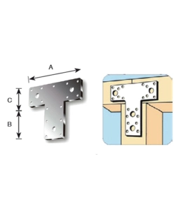 Piastra a "t" forata 160 x 98 x 45 mm.