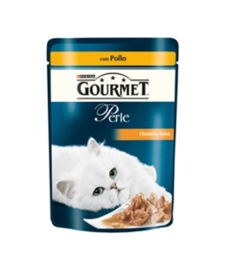 Gourmet perle - alimento umido per gatto, filettini in salsa con pollo.