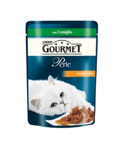 Gourmet perle - alimento umido per gatto, filettini in salsa con coniglio.