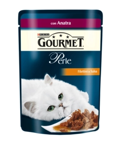 Gourmet perle - alimento umido per gatto, filettini in salsa con anatra.