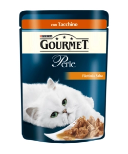 GOURMET PERLE - ALIMENTO UMIDO PER GATTO, FILETTINI IN SALSA CON TACCHINO, 85 GR.