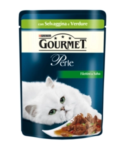 Gourmet perle - alimento umido per gatto, filettini in salsa con verdure e selvaggina.