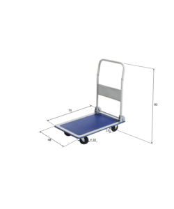 Carrello pieghevole con pianale e ruote piroettanti intercambiabili, 150 kg di portata