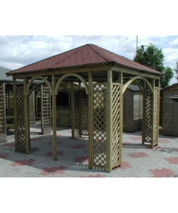 Gazebo da esterno in legno eurogarden con tegola canadesi 345x345x310 cm