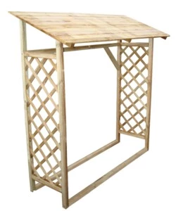 Legnaia da giardino in legno con griglia senza pavimento 180x66x154/177 cm