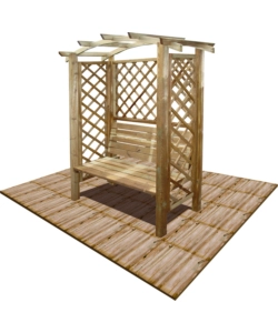 Pergola da giardino in legno ad arco con panca 160x70190 cm