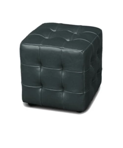 Pouf 'bali' in ecopelle nero, 40x40x40 cm