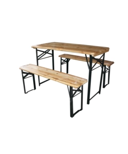 Set birreria da giardino eurogarden in legno con tavolo e panche pieghevoli, 200x70 cm