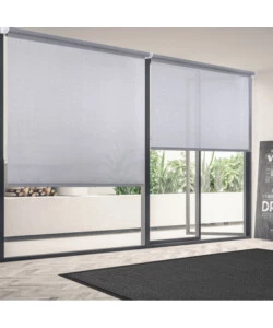 Tenda a rullo "screen" grigio e bianco, 80x250 cm